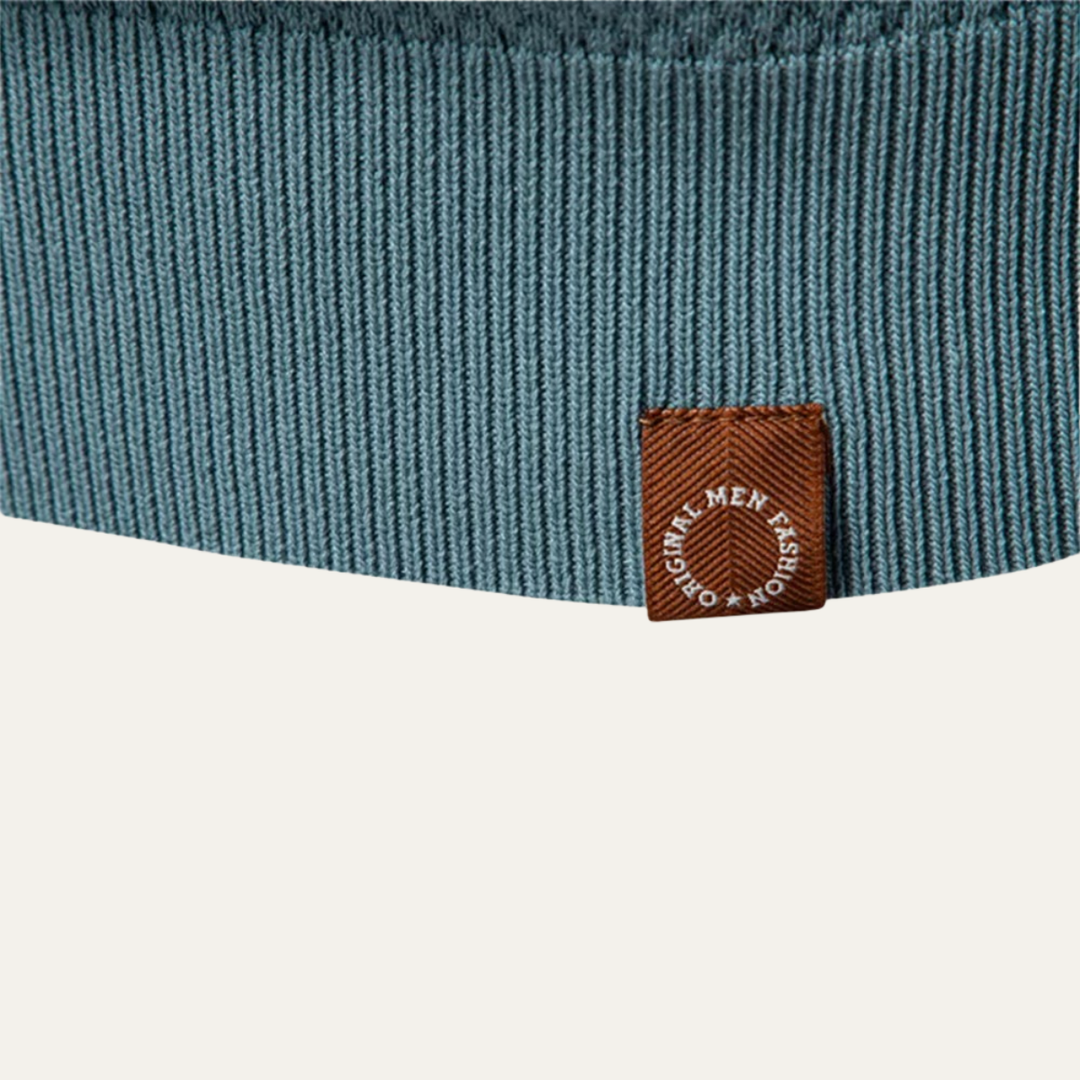 Men's Textured Knit Open Collar Polo Shirt