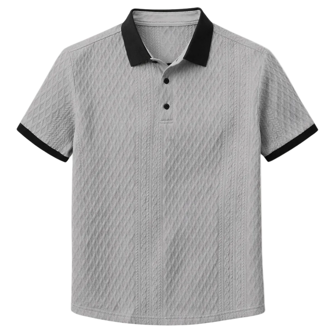 Men's Textured Knit Polo Shirt With Contrast Collar