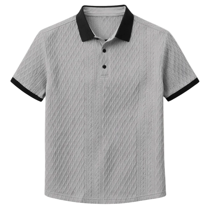 Men's Textured Knit Polo Shirt With Contrast Collar