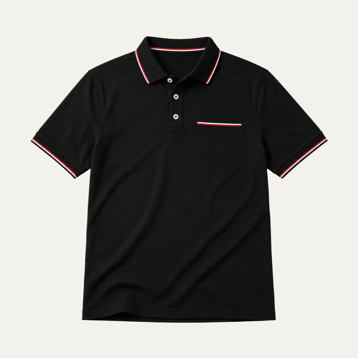 Men's Tipped Collar Polo Shirt with Chest Pocket