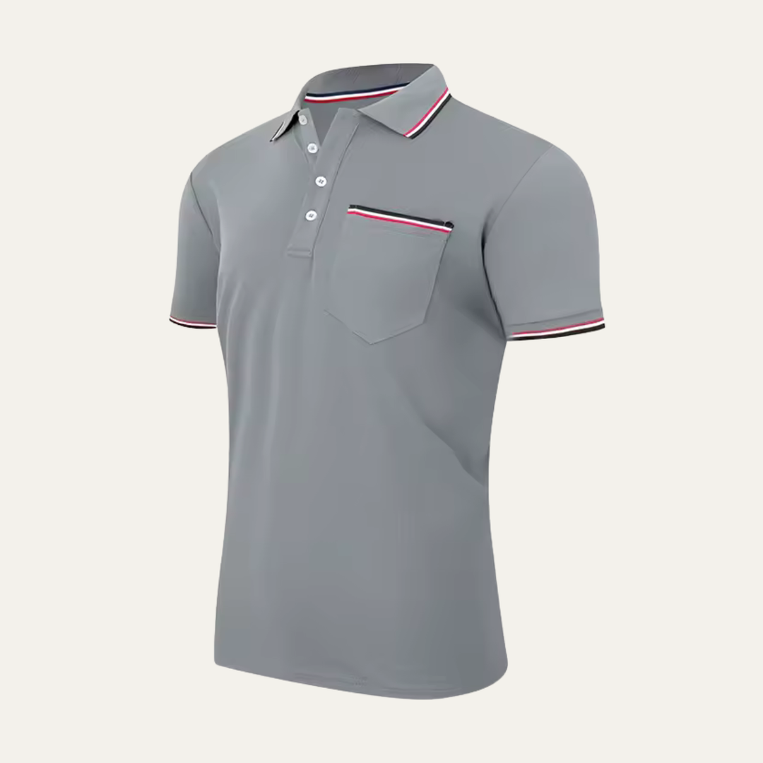 Men's Tipped Collar Polo Shirt with Chest Pocket