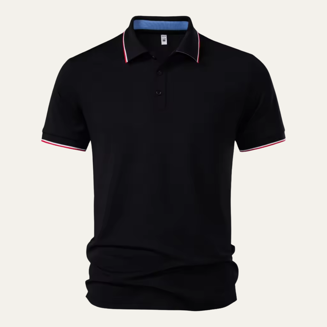 Men's Tipped Polo Shirt with Stripe Collar