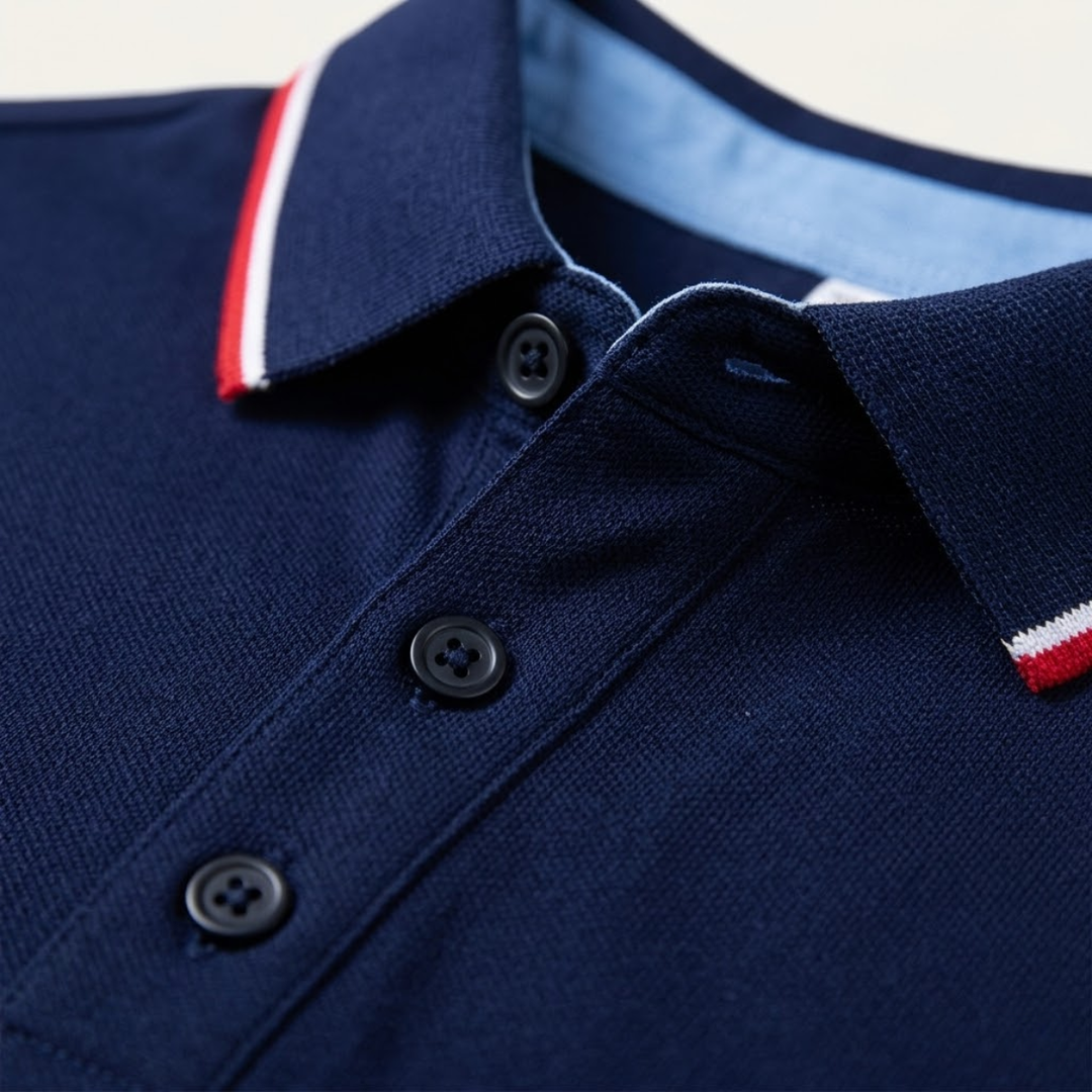 Men's Tipped Polo Shirt with Stripe Collar