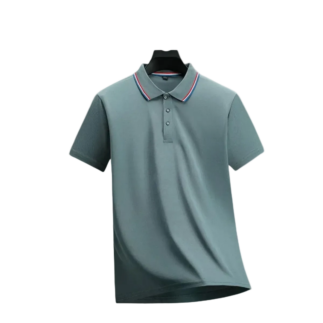 Men's Tricolor Tipped Collar Polo Shirt
