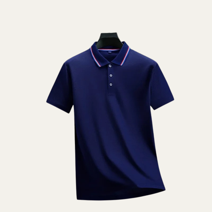 Men's Tricolor Tipped Collar Polo Shirt