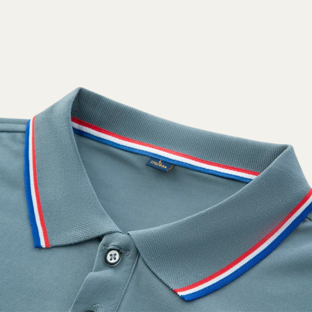 Men's Tricolor Tipped Collar Polo Shirt