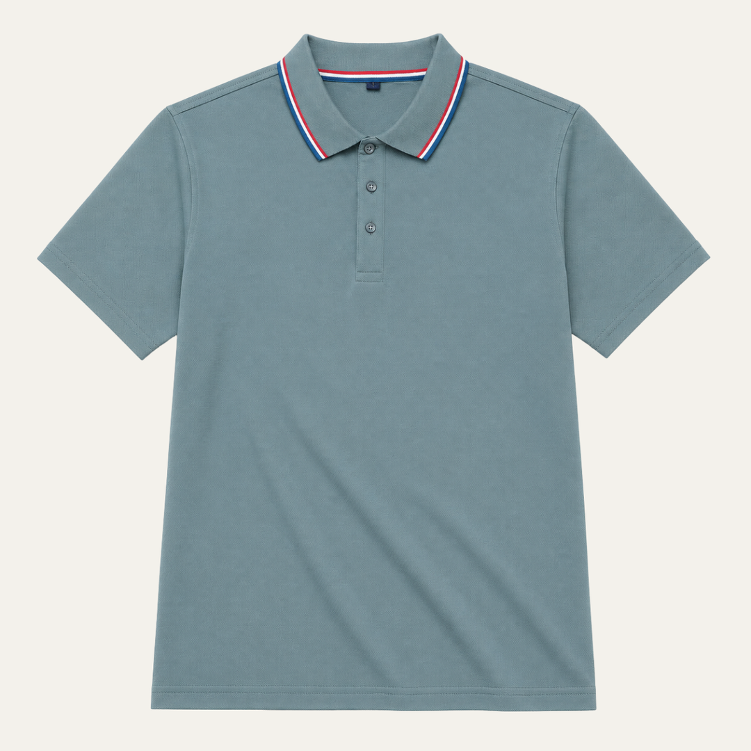 Men's Tricolor Tipped Collar Polo Shirt
