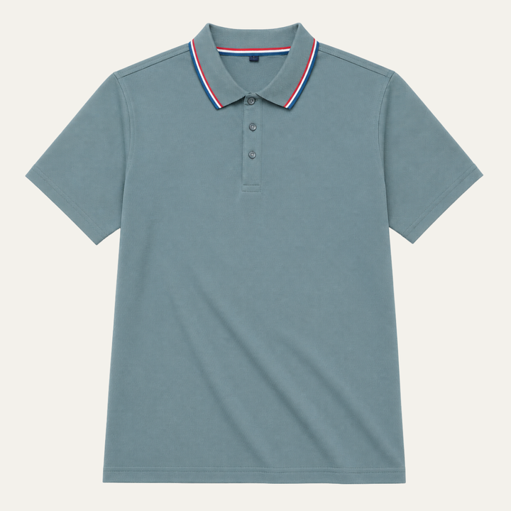 Men's Tricolor Tipped Collar Polo Shirt