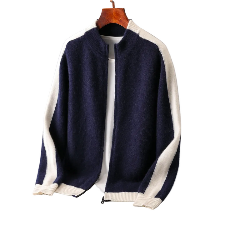 Men’s Two-Tone Zip-Front Cardigan