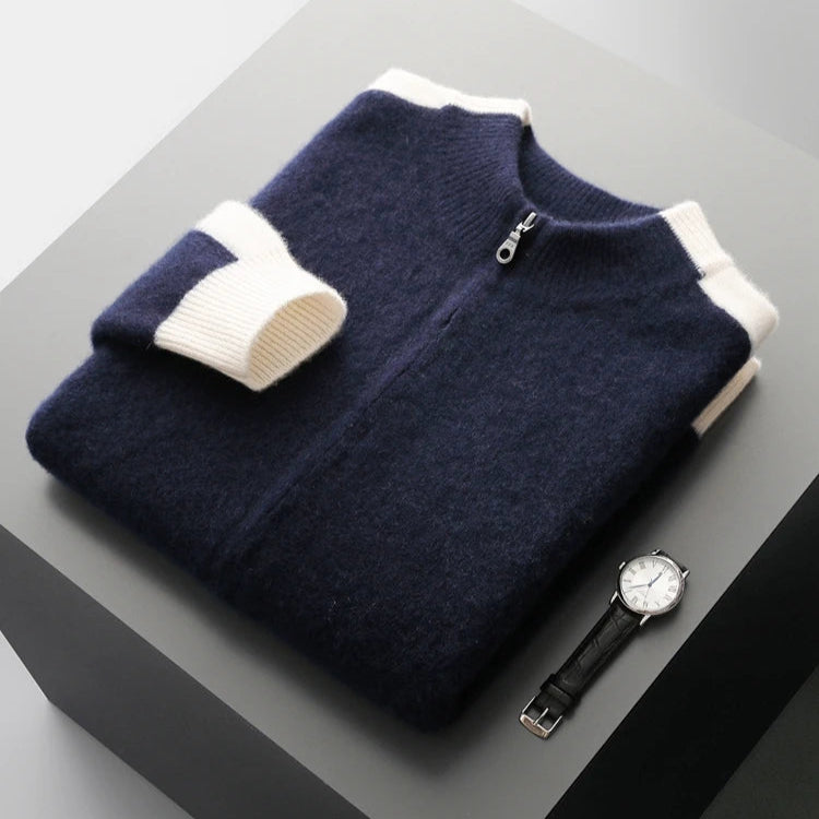 Men’s Two-Tone Zip-Front Cardigan