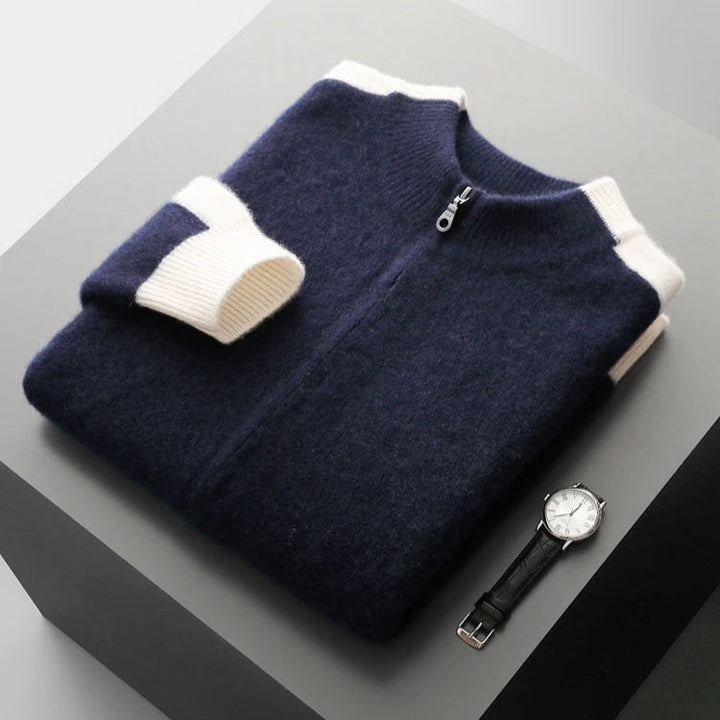 Men’s Two-Tone Zip-Front Cardigan