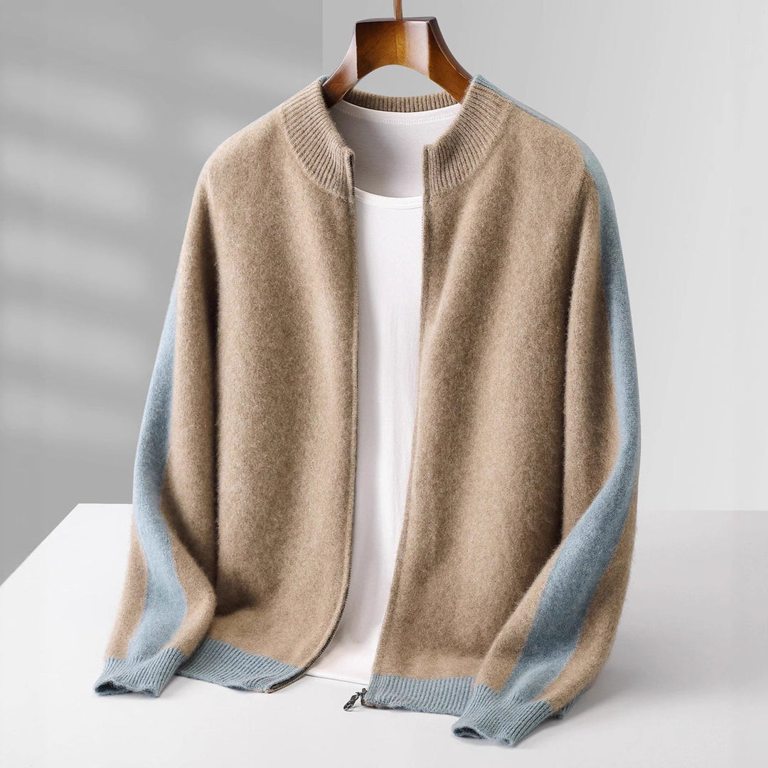 Men’s Two-Tone Zip-Front Cardigan
