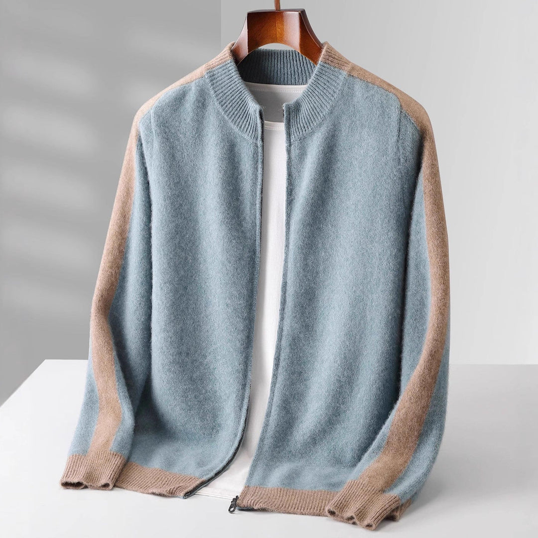 Men’s Two-Tone Zip-Front Cardigan