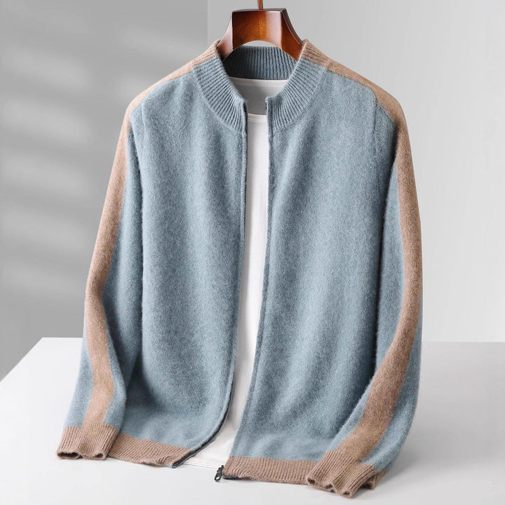 Men’s Two-Tone Zip-Front Cardigan