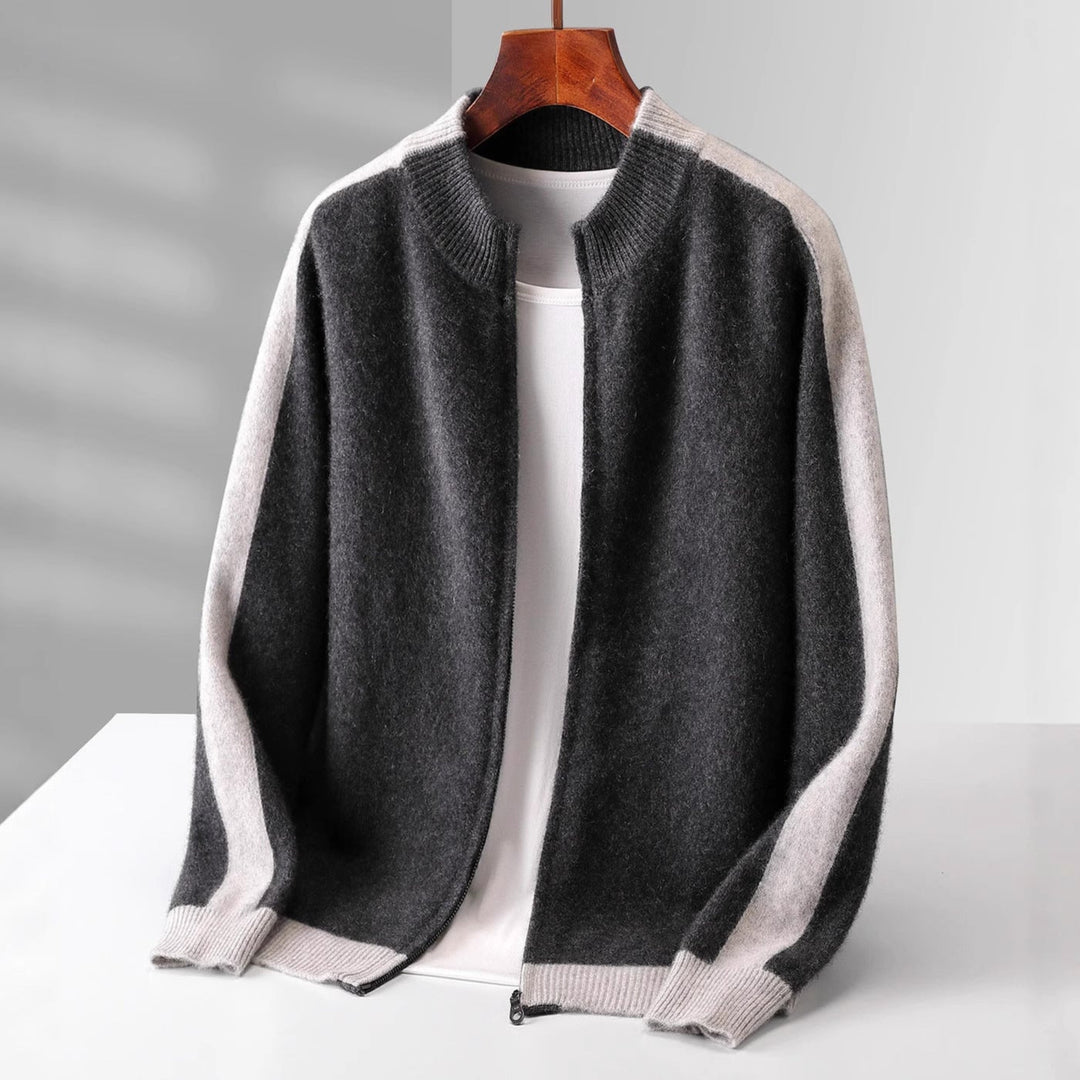 Men’s Two-Tone Zip-Front Cardigan
