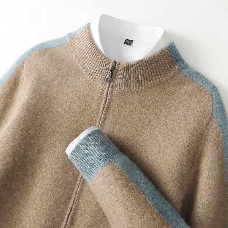 Men’s Two-Tone Zip-Front Cardigan