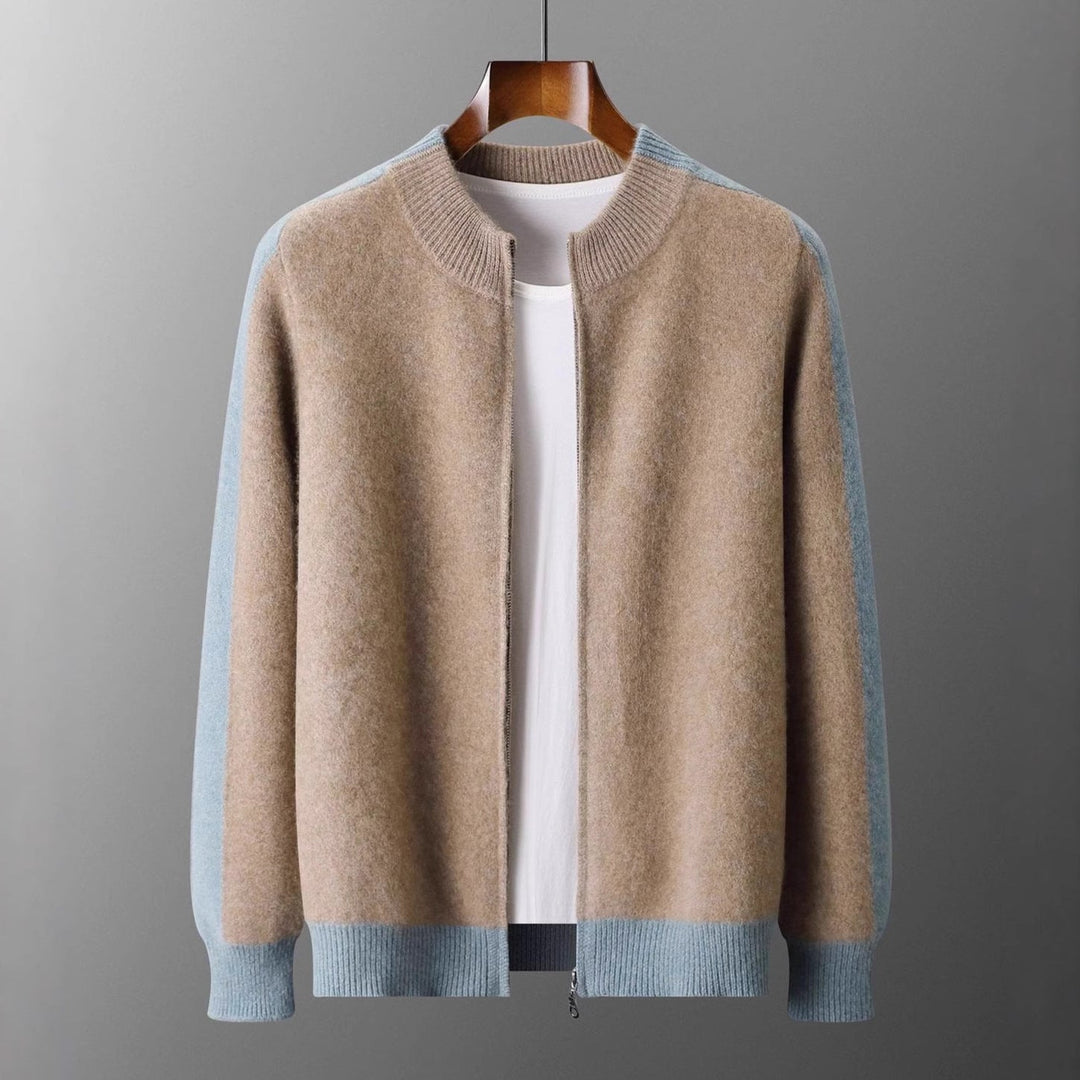 Men’s Two-Tone Zip-Front Cardigan