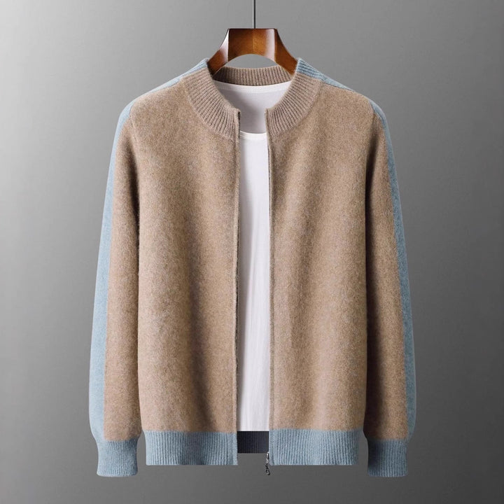 Men’s Two-Tone Zip-Front Cardigan