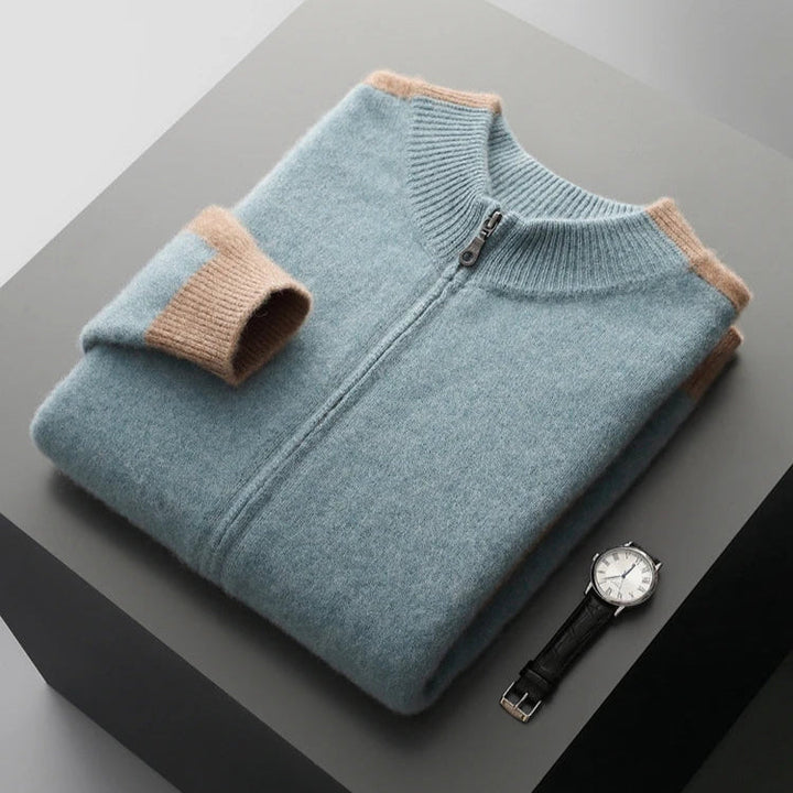 Men’s Two-Tone Zip-Front Cardigan
