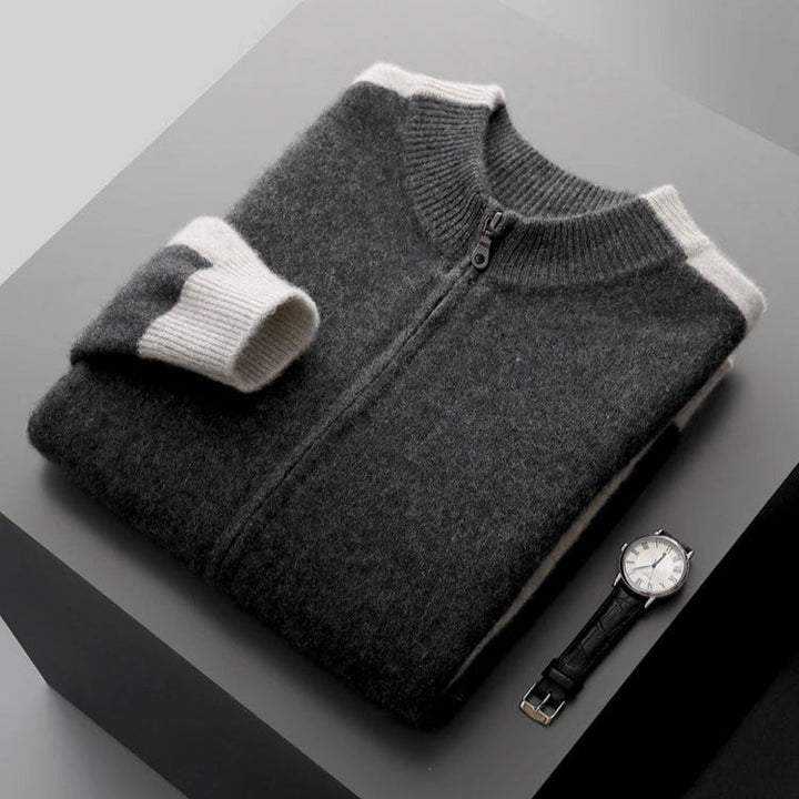 Men’s Two-Tone Zip-Front Cardigan