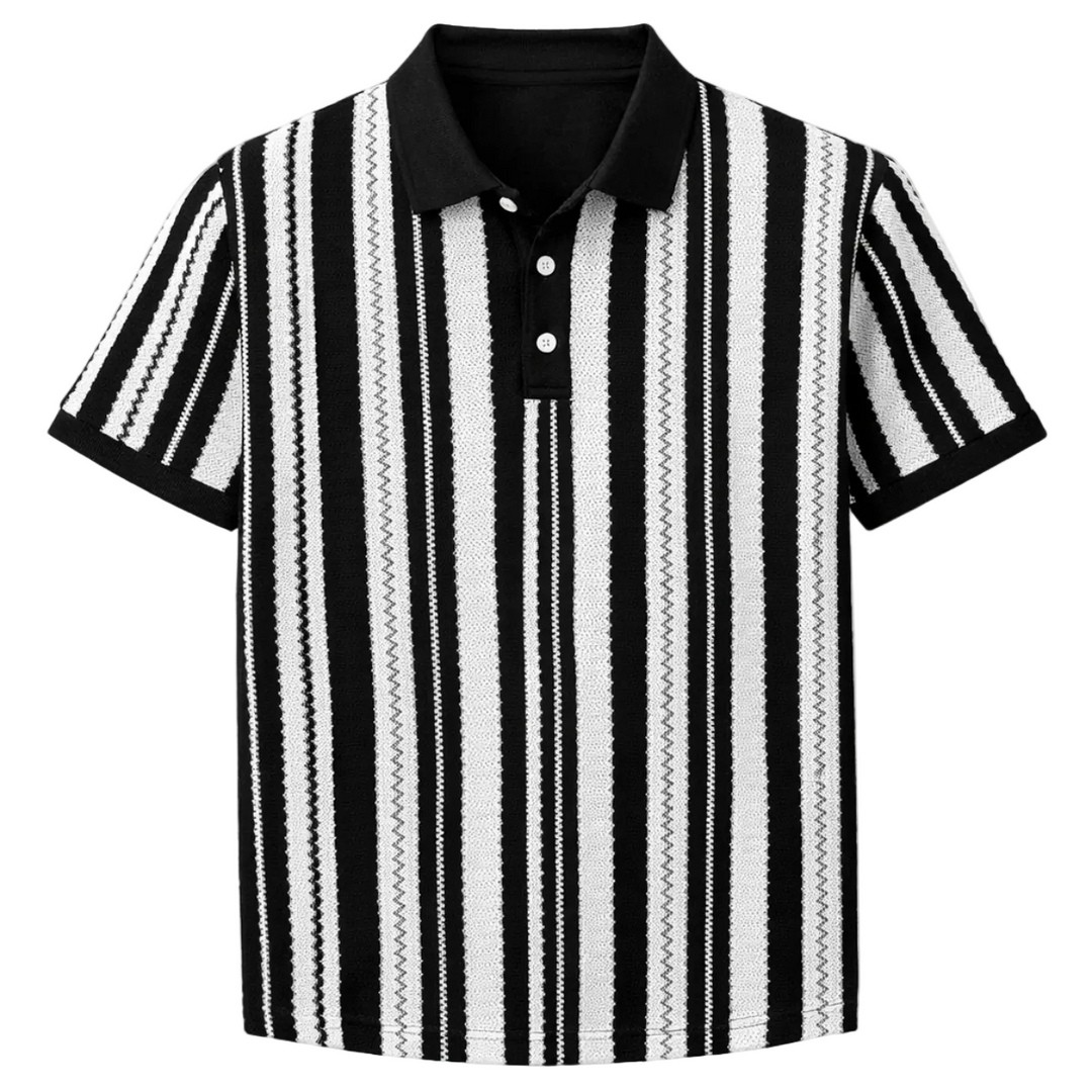 Men's Vertical Stripe Knit Polo Shirt