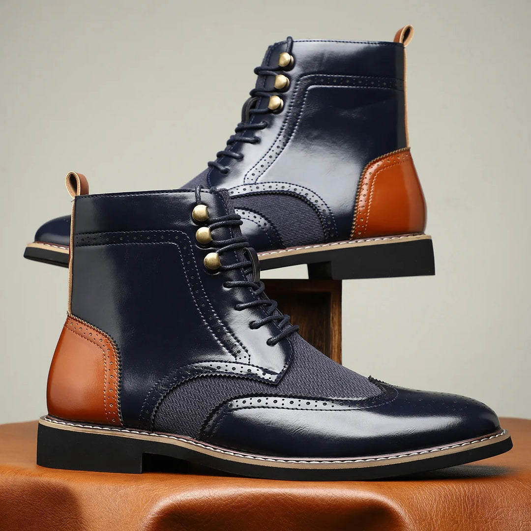 Men's Wingtip Brogue Lace-Up Ankle Boots