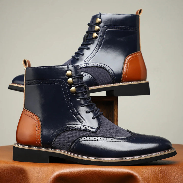 Men's Wingtip Brogue Lace-Up Ankle Boots