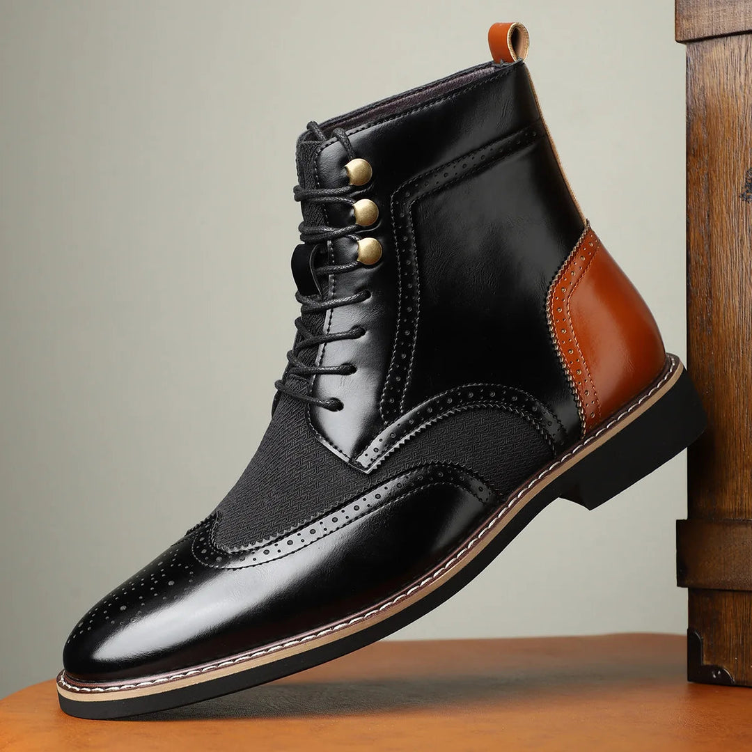 Men's Wingtip Brogue Lace-Up Ankle Boots