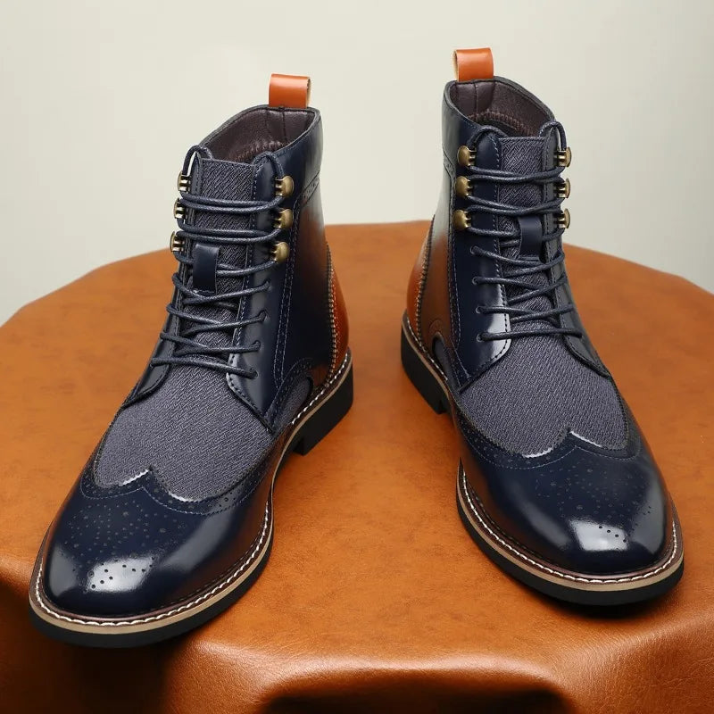 Men's Wingtip Brogue Lace-Up Ankle Boots