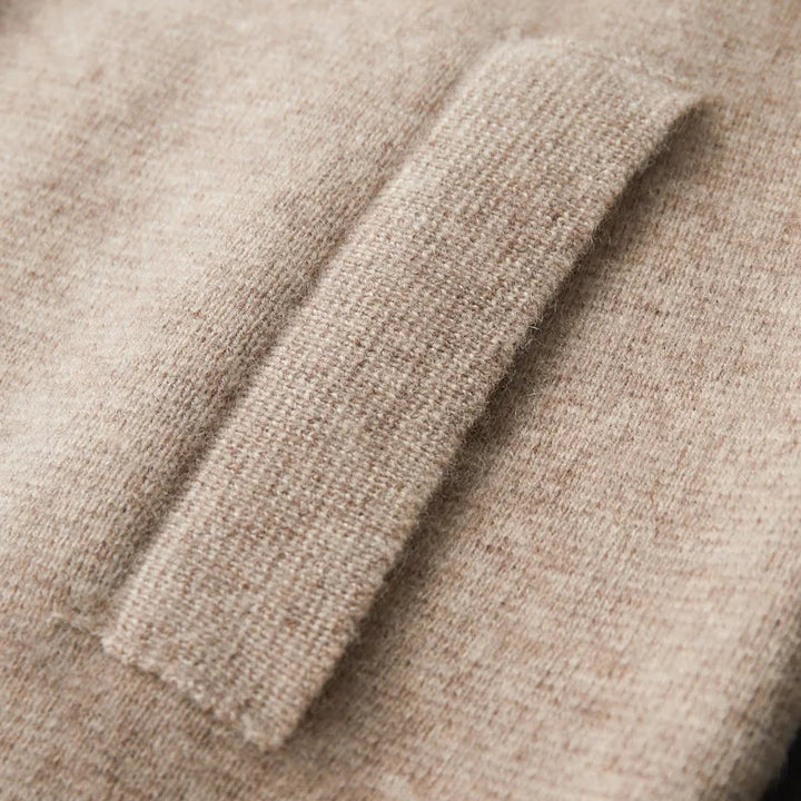 Men’s Zip-Up Knit Cardigan with Folded Collar