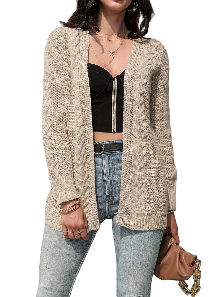 Women’s Cable-Knit Open-Front Cardigan