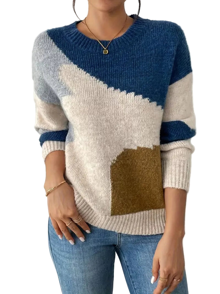 Women’s Crewneck Sweater with Abstract Pattern