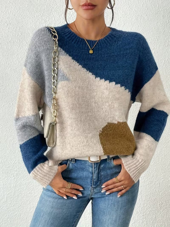 Women’s Crewneck Sweater with Abstract Pattern