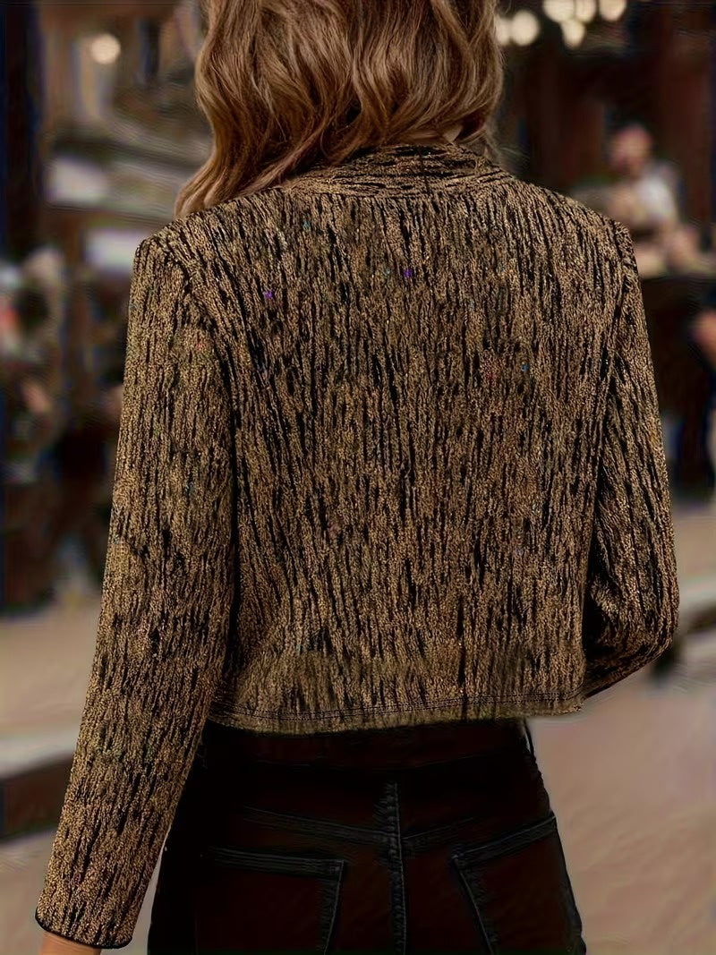 Women’s Cropped Cardigan with Abstract Pattern