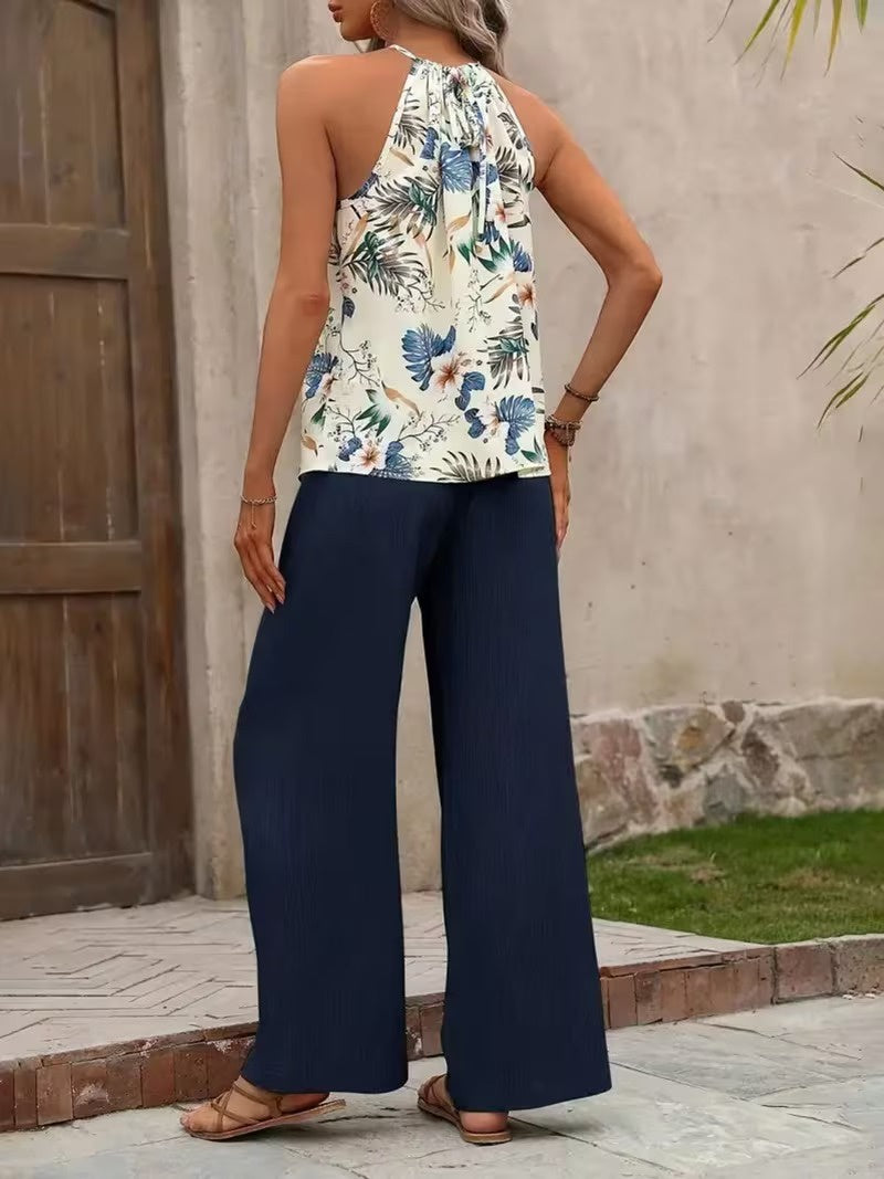 Women’s Halter Top and Wide-Leg Trousers Set