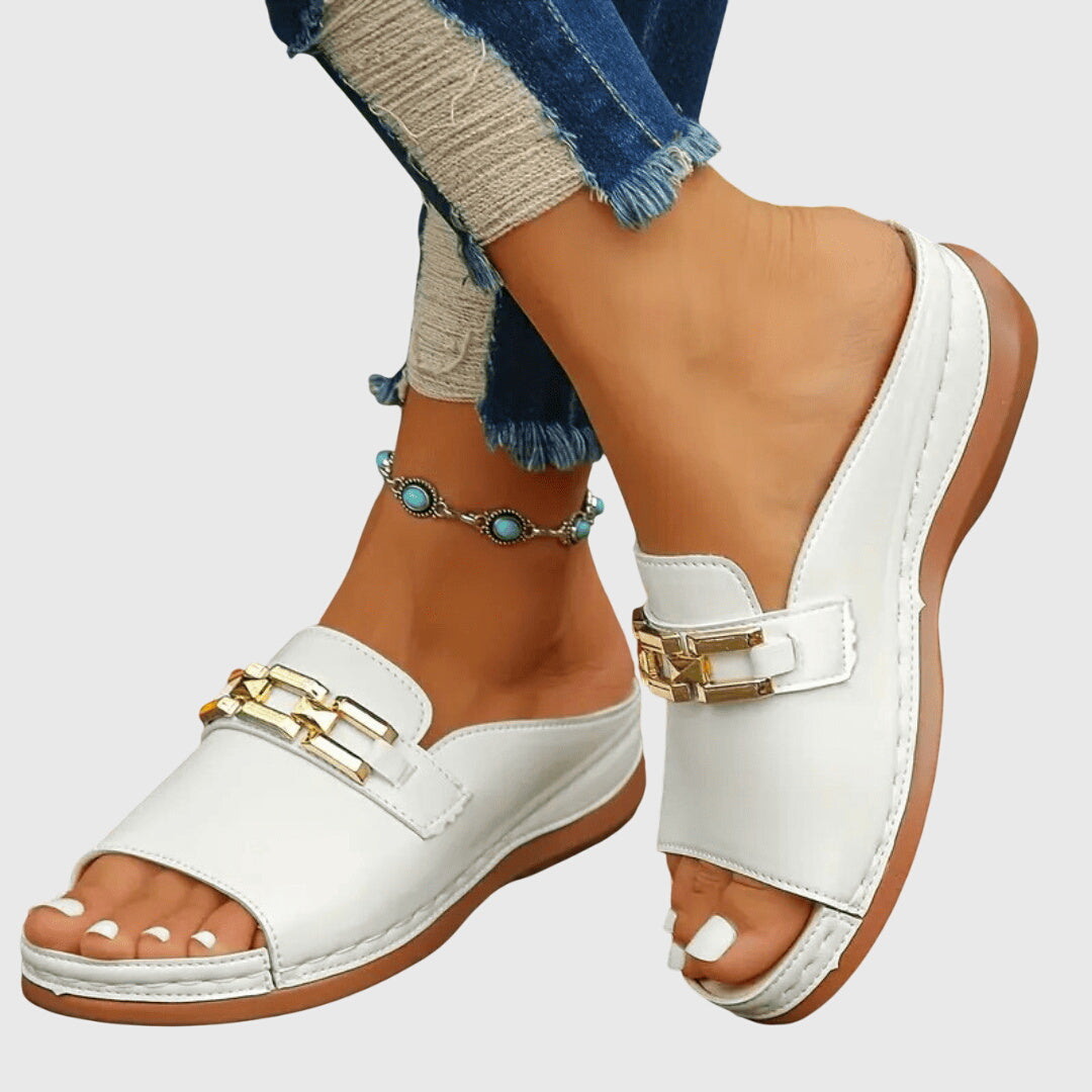 Women's Chain-Strap Slide Sandals with Platform Sole