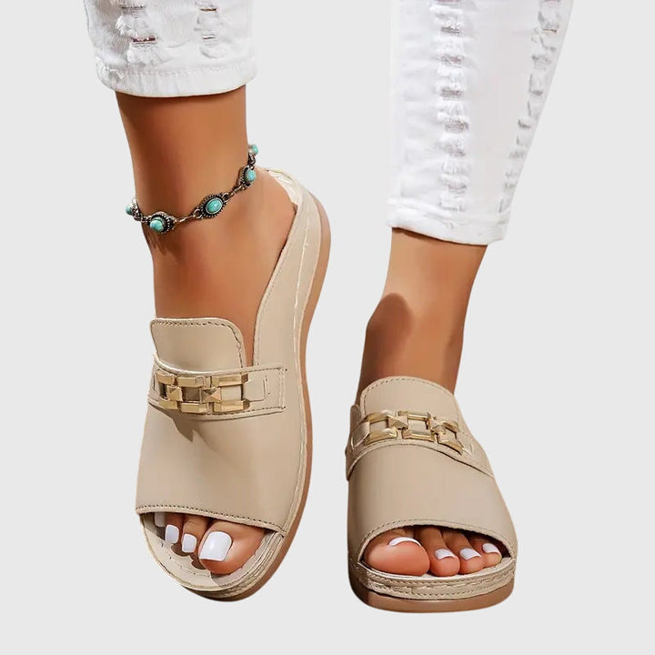 Women's Chain-Strap Slide Sandals with Platform Sole