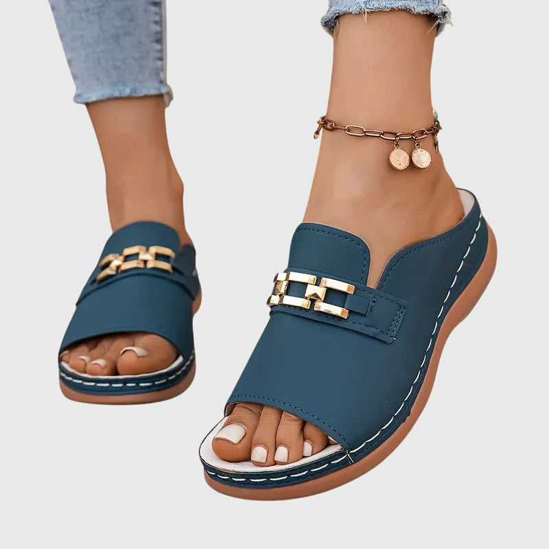 Women's Chain-Strap Slide Sandals with Platform Sole