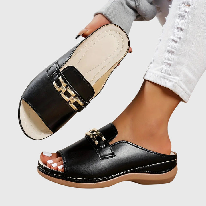 Women's Chain-Strap Slide Sandals with Platform Sole