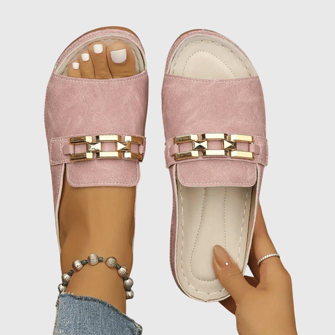 Women's Chain-Strap Slide Sandals with Platform Sole