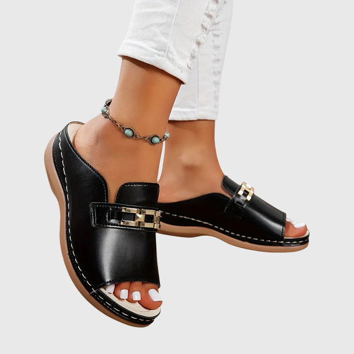 Women's Chain-Strap Slide Sandals with Platform Sole