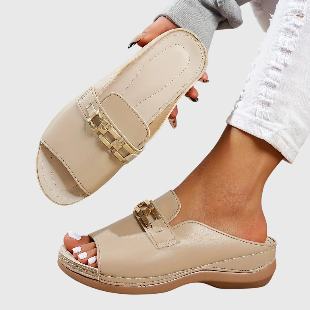 Women's Chain-Strap Slide Sandals with Platform Sole
