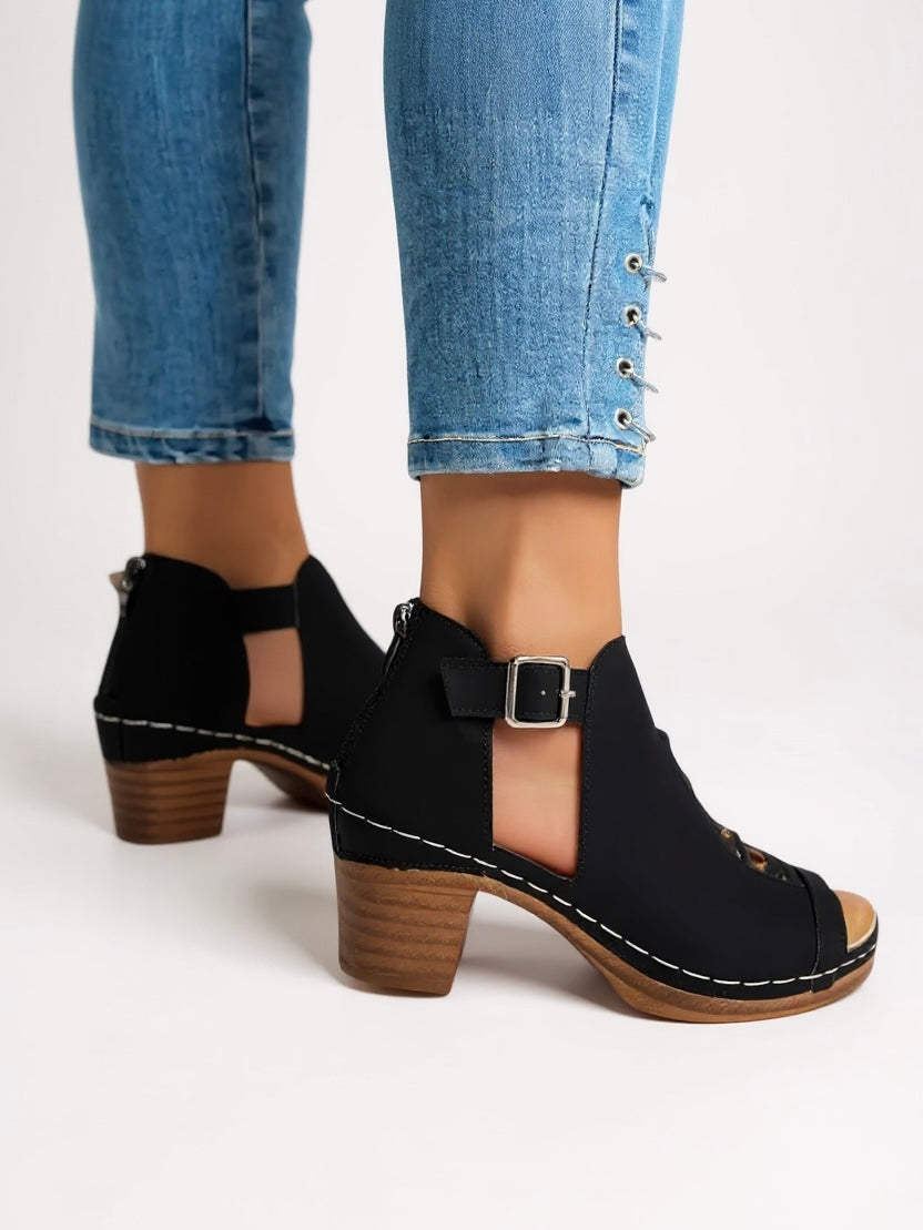 Women's Crisscross Cutout Block Heels