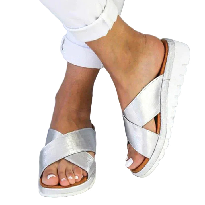 Women's Cross-Strap Flatform Slide Sandals