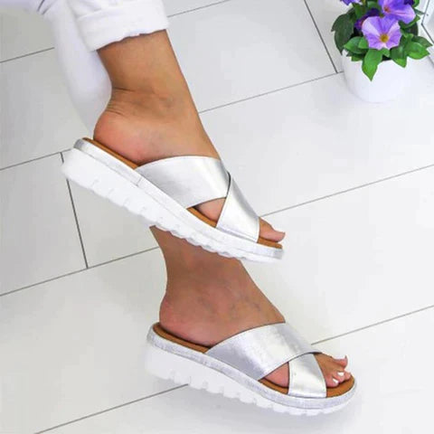 Women's Cross-Strap Flatform Slide Sandals