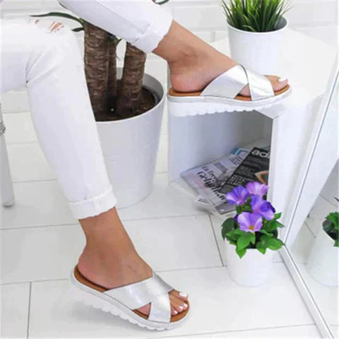 Women's Cross-Strap Flatform Slide Sandals