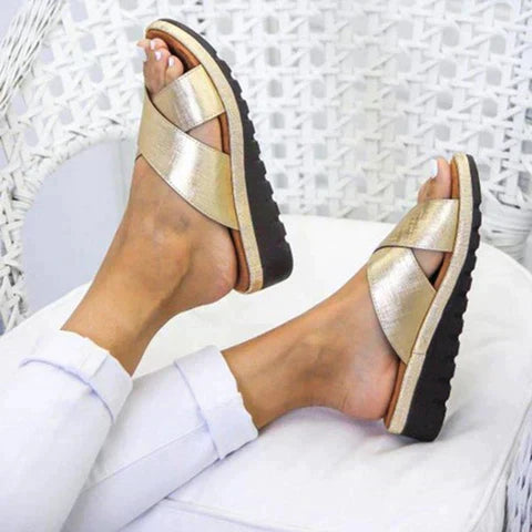 Women's Cross-Strap Flatform Slide Sandals