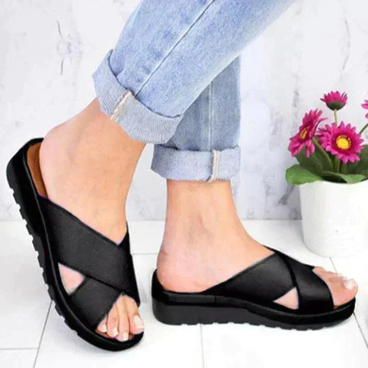 Women's Cross-Strap Flatform Slide Sandals