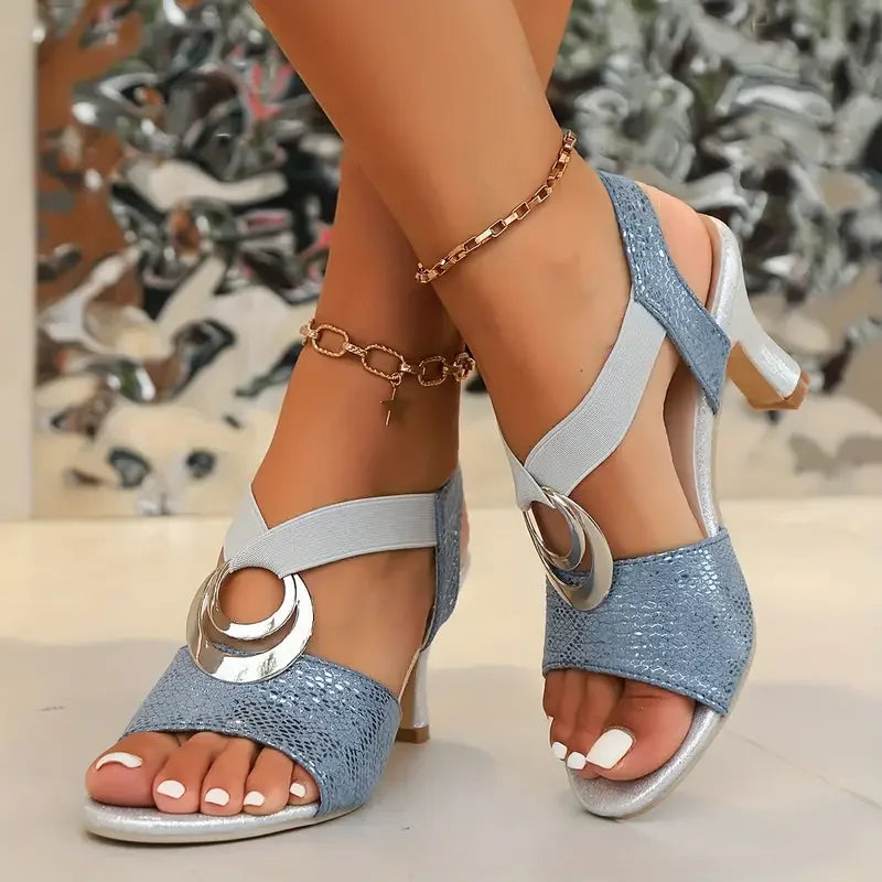 Women's Cross-Strap Heels with Ring Detail