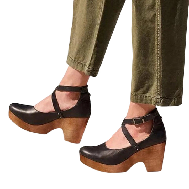 Women's Cross-Strap Platform Block Heels